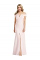 Cheapest Off the Shoulder Notch Trumpet Crepe Prom Dress with Front Slit UK
