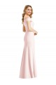 Cheapest Off the Shoulder Notch Trumpet Crepe Prom Dress with Front Slit UK