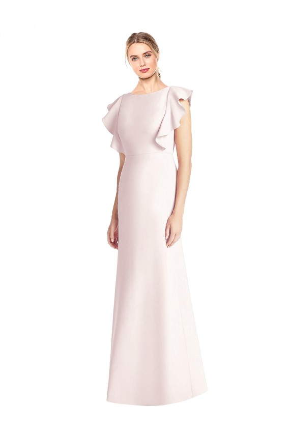 Cheapest Ruffle Cap Sleeves Open Back Trumpet Prom Dress UK