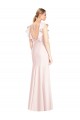 Cheapest Ruffle Cap Sleeves Open Back Trumpet Prom Dress UK