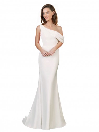 Cheapest One Shoulder Crepe Prom Dress with Draped Off the Shoulder Strap UK