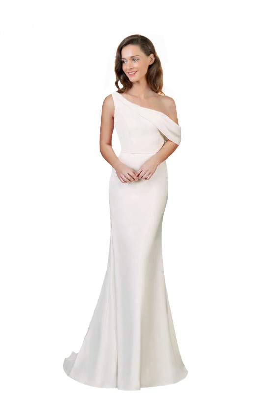 Cheapest One Shoulder Crepe Prom Dress with Draped Off the Shoulder Strap UK