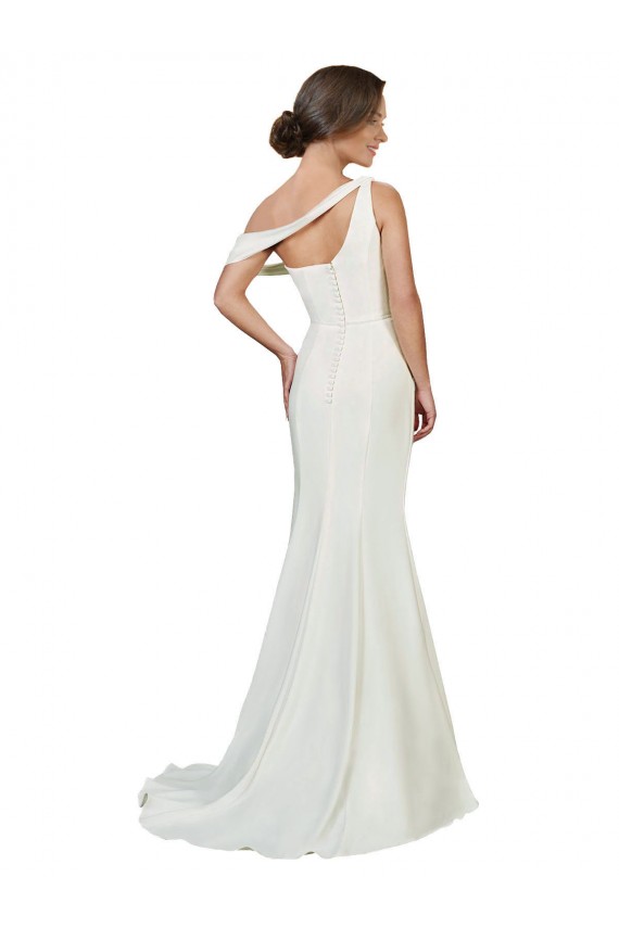 Cheapest One Shoulder Crepe Prom Dress with Draped Off the Shoulder Strap UK