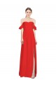 Cheapest Double Ruffle Flounce Sleeves Crepe Prom Dress with Slit UK