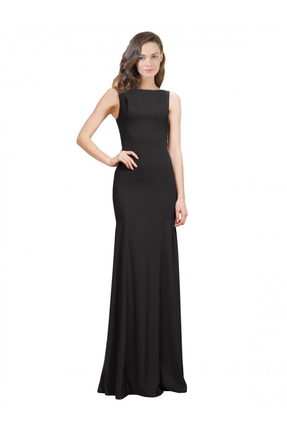 Cheapest Sleeveless Bateau Neckline Crepe Prom Dress with Twist Back UK