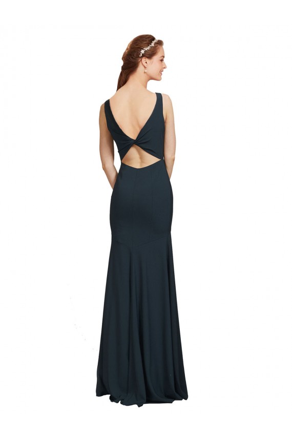 Cheapest Sleeveless Bateau Neckline Crepe Prom Dress with Twist Back UK