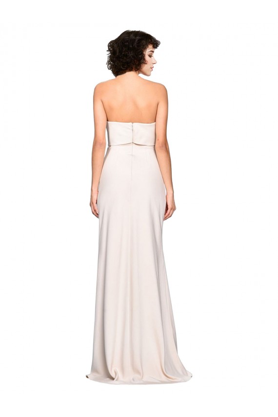 Cheapest Strapless Crepe Fitted Prom Dress with Twist Bow UK