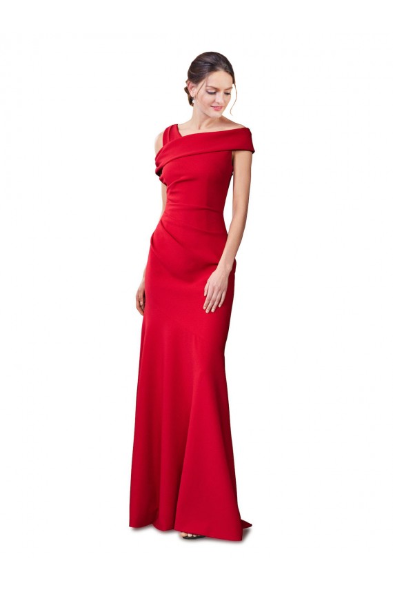 Cheapest Sleeveless Ruched Crepe Mermaid Prom Dress with Off The Shoulder Detail UK