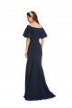 Cheapest Off the Shoulder Crepe Prom Dress with Short Ruffle Sleeves. UK