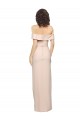Cheapest Off the Shoulder Long Crepe Prom Dress with Waist Tie and Slit UK