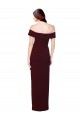 Cheapest Off the Shoulder Long Crepe Prom Dress with Waist Tie UK