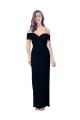 Cheapest Off the Shoulder Long Full Length Crepe Prom Dress with Side Split UK