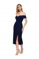 Cheapest Midi Length Short Crepe Cocktail Prom Dress / Homecoming Dress with Side Split UK