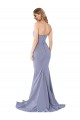 Cheapest Long Strapless Sweetheart Sweep Train Crepe Prom Dress with Low Back UK