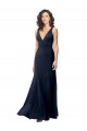 Cheapest Classic V-Neck Long Stretch Crepe Prom Dress with V-Back UK