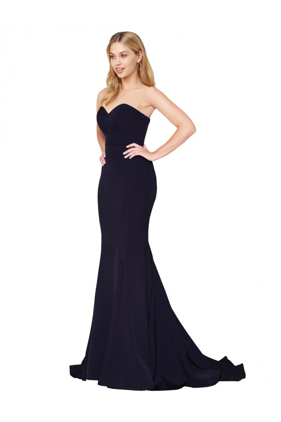 Cheapest Sweetheart High Neck Sweep Train Sleeveless Crepe Prom Dress UK