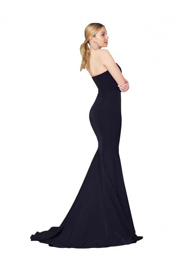 Cheapest Sweetheart High Neck Sweep Train Sleeveless Crepe Prom Dress UK