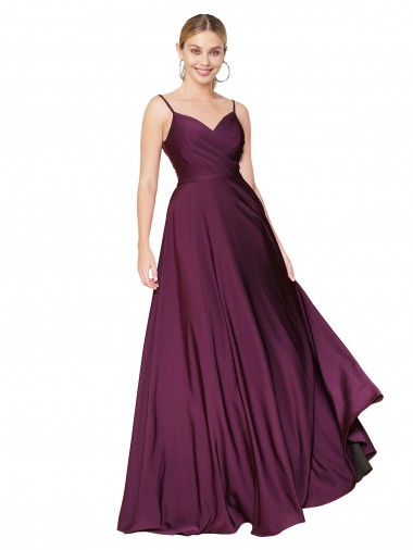 Cheapest High Neck Spaghetti Straps Long V-Back Crepe Prom Dress UK
