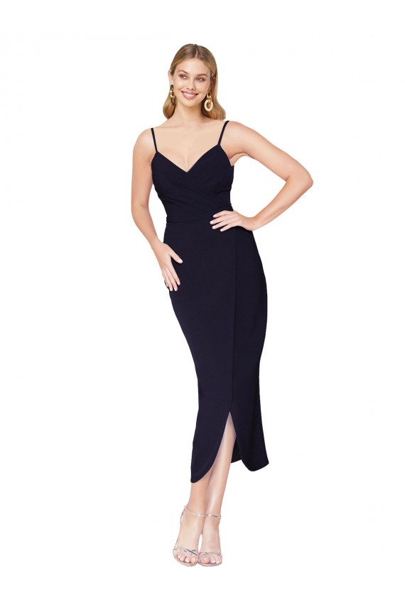 Cheapest High Neck Spaghetti Straps Crepe Short Wrap Cocktail Prom Dress / Homecoming Dress UK