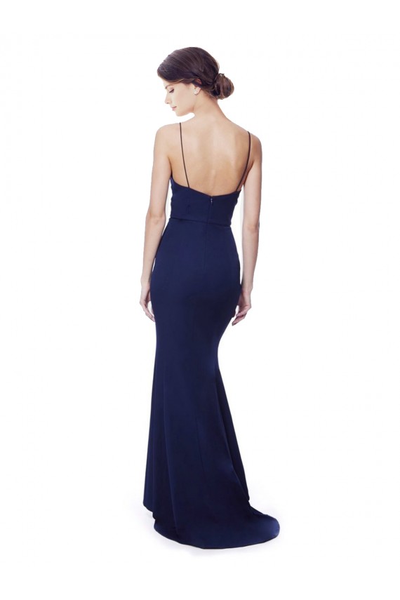 Cheapest Deep V-Neck Spaghetti Straps Mermaid Crepe Prom Dress UK