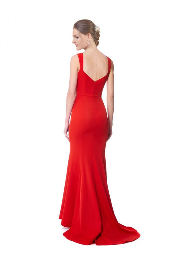Cheapest Long Chapel Train Fishtail Maxi Crepe Prom Dress with Sweetheart Neckline UK