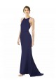 Cheapest Fishtail High Neck Maxi Crepe Bridesmiad Dress with Strappy Back Detail UK