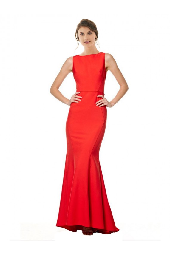 Cheapest High Neck Maxi Crepe Bridesmiad Dress with Exaggerated Back Ruffle UK