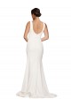 Cheapest Square Neck Long Sheath Sweep Train Crepe Prom Dress  UK
