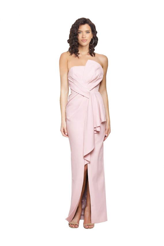 Cheapest Strapless Long Full Length Ruffles Low Back Crepe Prom Dress UK
