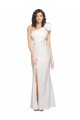 Cheapest One Shoulder Long Full Length Crepe Prom Dress with Ruffles and Side Split UK