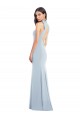 Cheapest Halter Bow Neck Open Back Soft Full Length Trumpet Prom Dress UK