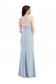 Cheapest Open Back Halter Maxi Crepe Prom Dress with Draped Bow UK