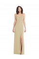 Cheapest Wide Strap Slash Cutout Empire Crepe Prom Dress with Front Slit UK