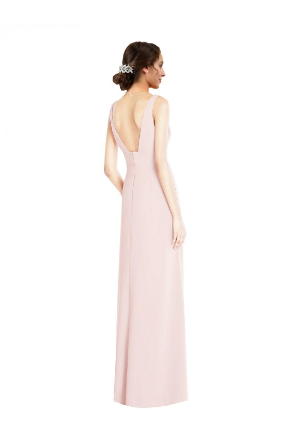 Cheapest Square Neck Low Back A-Line Prom Dress with Front Slit and Pockets UK