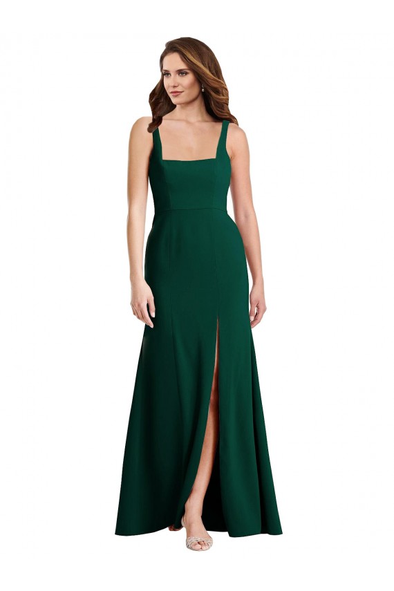 Cheapest Square Neck Trumpet Maxi Prom Dress with Front Slit UK