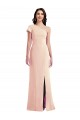 Cheapest One Shoulder Cap Sleeves Trumpet Crepe Prom Dress with Front Slit UK