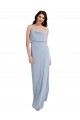 Cheapest Draped Cowl Neck Long Crepe Prom Dress with Spaghetti Straps UK