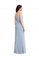 Cheapest Draped Cowl Neck Long Crepe Prom Dress with Spaghetti Straps UK