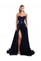 Cheapest Sweetheart Neckline Low Back Long Crepe Prom Dress with High Leg Spit & Pockets UK