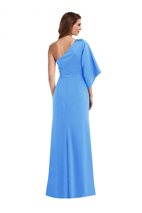 Cheapest One Shoulder Bell Sleeves Trumpet Prom Dress UK