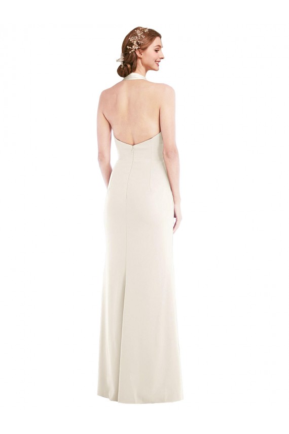 Cheapest Halter Tuxedo Maxi Prom Dress with Front Slit UK