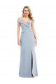 Cheapest Off the Shoulder Tuxedo Maxi Prom Dress with Front Slit UK