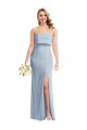 Cheapest Strapless Overlay Bodice Crepe Maxi Prom Dress with Front Slit UK