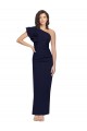 Cheapest Ruched Floor Length Long Crepe Prom Dress with Shoulder Ruffles UK