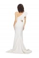 Cheapest Ruched Long Sweep Train Crepe Prom Dress with Shoulder Ruffles UK