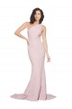Cheapest Long Sweep Train One Shoulder Crepe Prom Dress with Side Leg Split UK