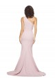 Cheapest Long Sweep Train One Shoulder Crepe Prom Dress with Side Leg Split UK