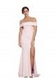 Cheapest Off Shoulder Long Crepe Prom Dress with Straight Neckline and Side Split UK