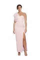 Cheapest One Shoulder Tulle Overlay Sweetheart Neckline Long Crepe Prom Dress with Thigh Split UK