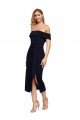 Cheapest Fitted Short Midi Length Off the Shoulder Crepe Cocktail Prom Dress / Homecoming Dress with Side Split and Waist Tie UK